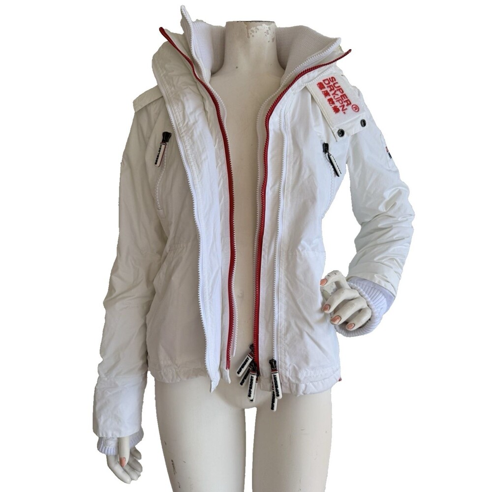 SUPERDRY JAPAN Wind Yachter Hooded Windbreaker Jacket White Women Size S